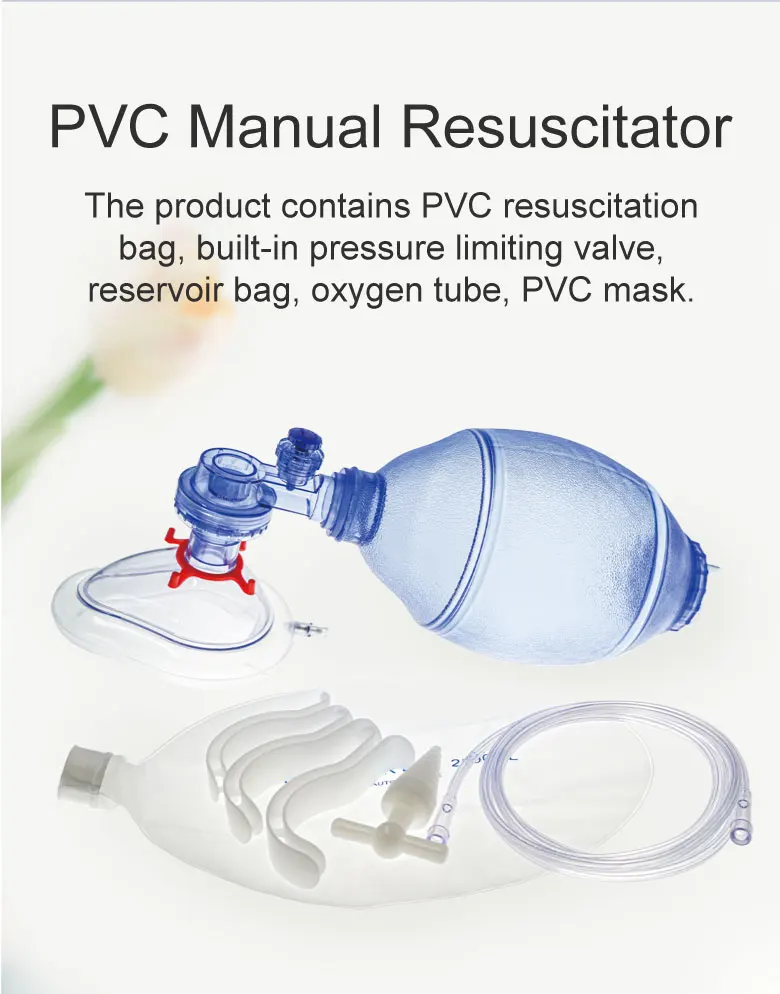 Manuelles Beatmungsgerät-Set aus PVC mit Reservoirbeutel, Sauerstoffschlauch, Erste-Hilfe-Set, einfache Atmung, Notfallwerkzeuge mit oder ohne Box – Detail 4