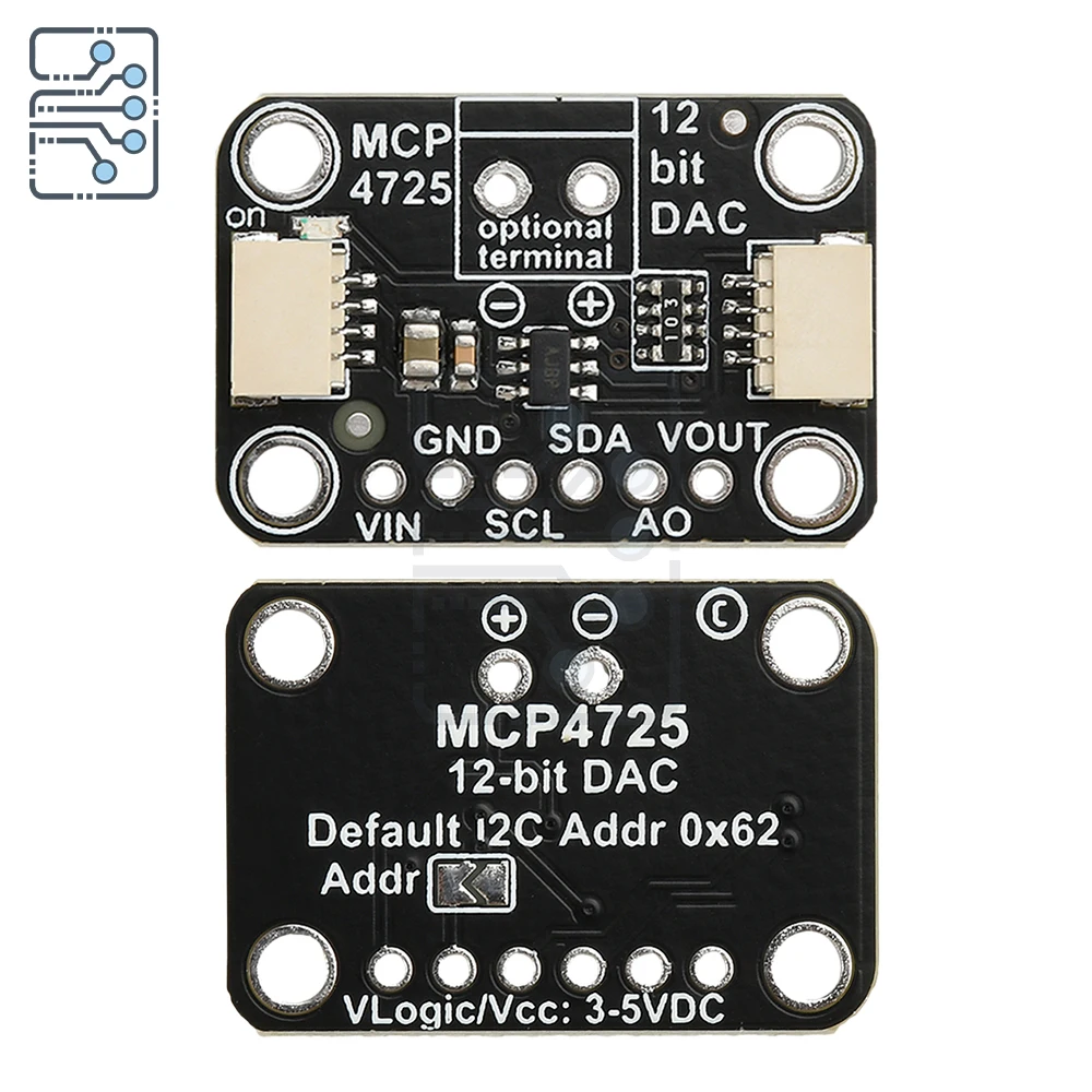 MCP4725 Module MCP4725 DAC Breakout Board I2C DAC Digital-to-Analog Converter Module Compatible with STEMMA QT Qwiic 2.7-5.5V