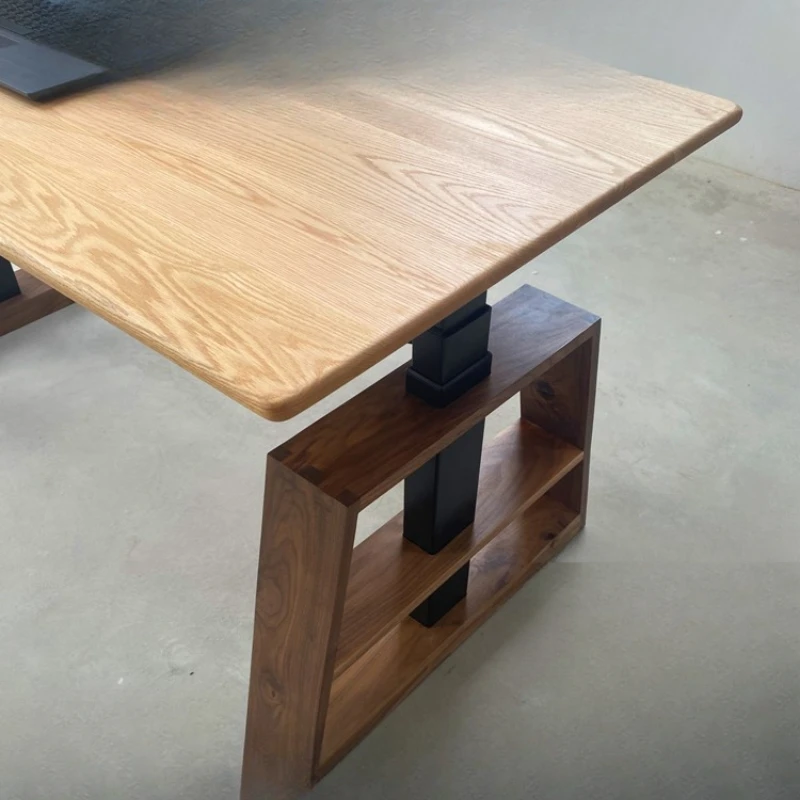 

Solid wood electric lifting table legs black walnut motor bracket automatic computer table table rack