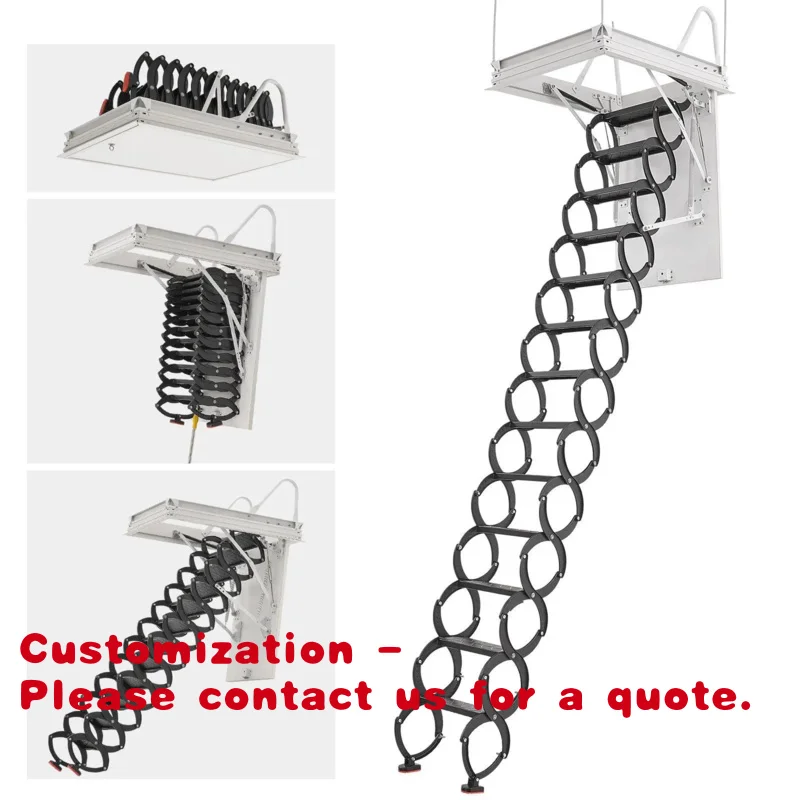 

Customize.Alloy Steel 11 ft Attic Ladder 660LBS Capacity 39.4 X 27.5 Inch Opening Pull-Down Retractable Stair Ceilings