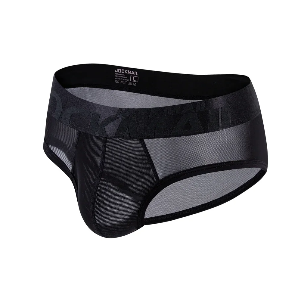 Jockmail Men Briefs Mens Panties Sexy Transparent Mesh Ice Silk Gay Men Underwear Sissy Men Underpants Ropa Interior Hombre