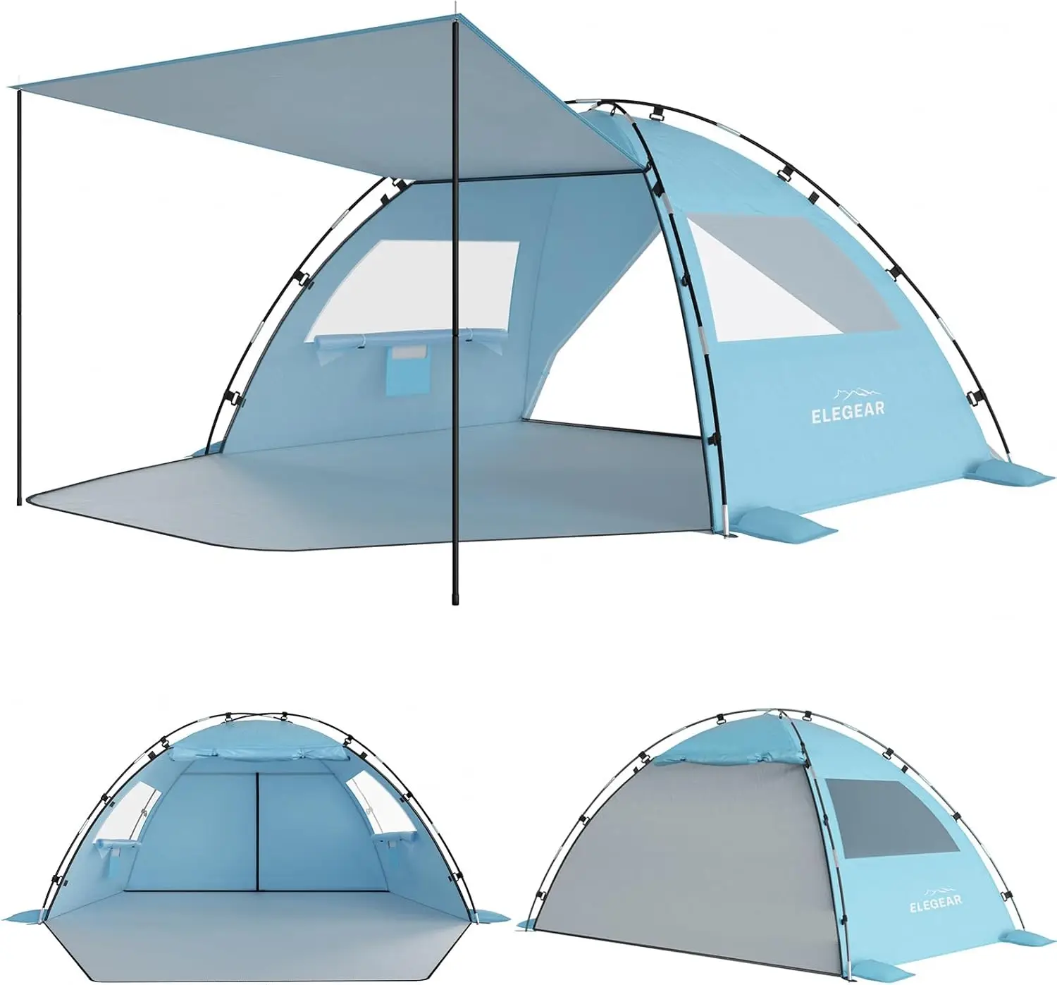 

Pop Up Beach Tent Sun Shelter with Canopy, UPF 50+ UV Protection, Portable for 4-5 People