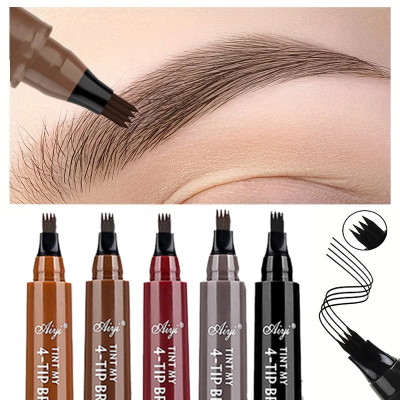 5 farben 1 stück Augenbraue Stift Wasserdicht 4 Split Spitze Augenbrauen Stift Augenbraue Tattoo Stift Wasserdichte Flüssigkeit Schwarz Augenbraue make-up Bleistift