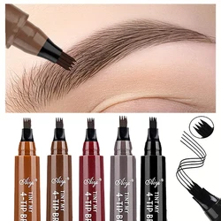 5 Colors 1pc Eyebrow Pen Waterproof 4 Split Tip Eyebrows Pen Eyebrow Tattoo Pen Waterproof Liquid Black Eyebrow Makeup Pencil