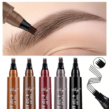 5 Colors 1pc Eyebrow Pen Waterproof 4 Split Tip Eyebrows Pen Eyebrow Tattoo Pen…