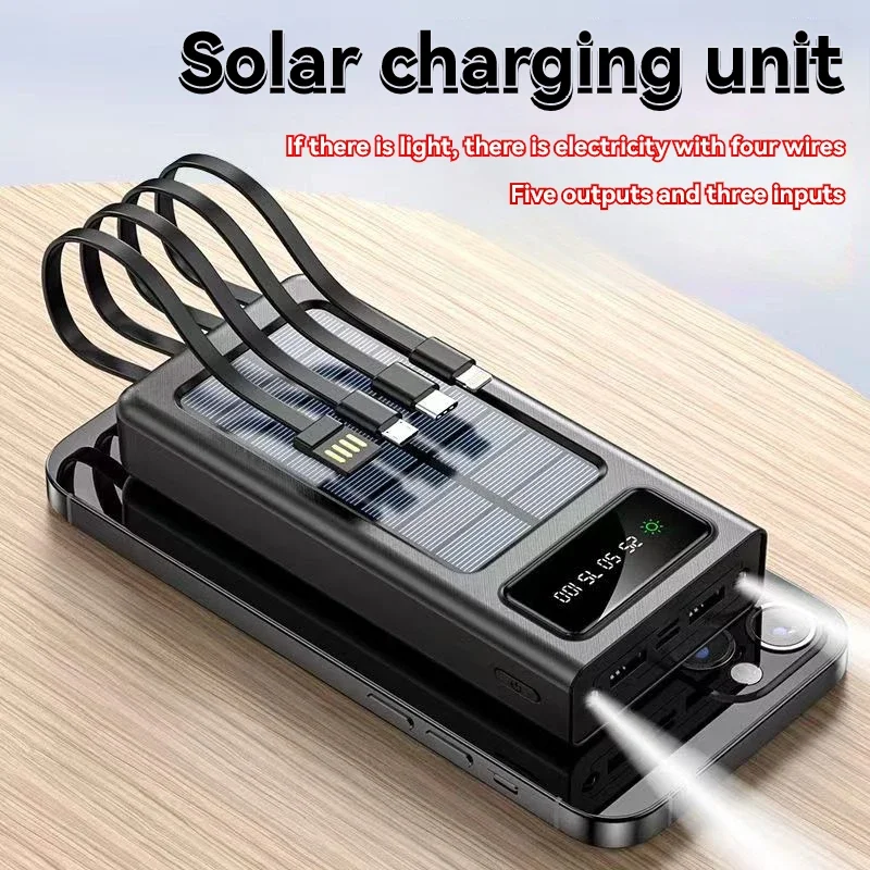 Solar fast charging with built-in power bank, large capacity 30000 mAh, universal portable power bank for mobile phones