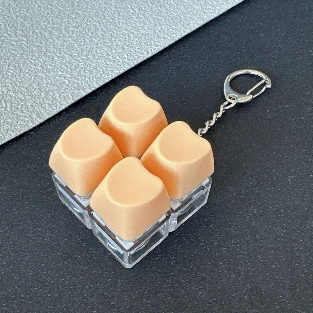 Relaxing 4 Keys Finger Keyboard Love Heart Keycap Key Button Decompression Toy Stress Relief Gadget Pinch Toy Adult