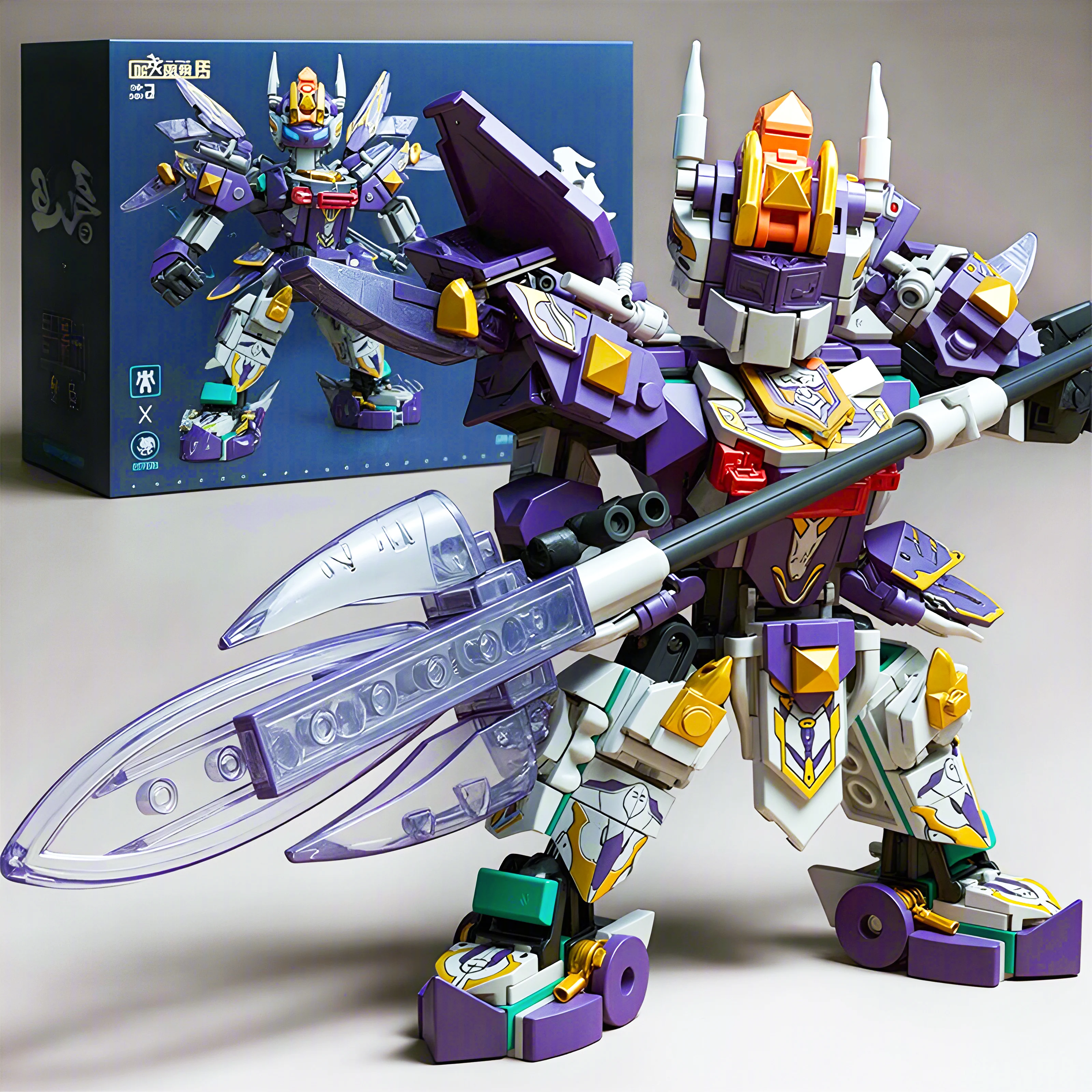Superhero Mecha Building Blocks Purple Robot Building Blocks DIY Assembly Figure Model Children Toy Christmas Birthday Gift