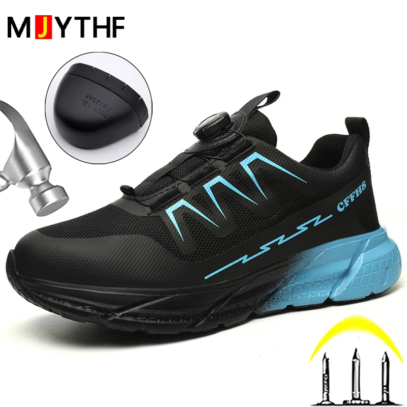 Rotating Buttons Work Safety Shoes For Women Men Steel Toe Shoes Puncture-Proof Women Work Sneakers Lightweight Protective Shoes