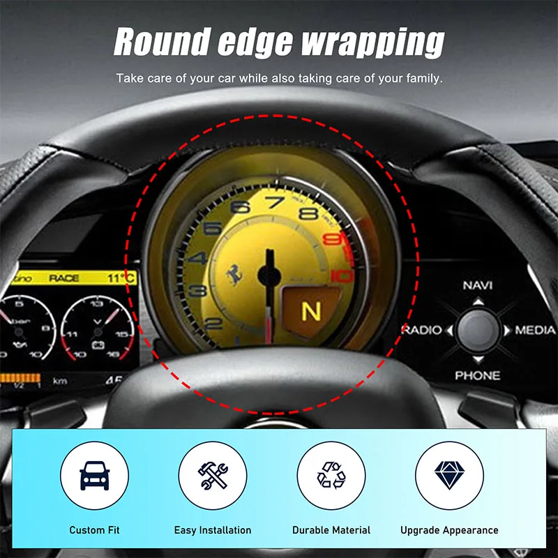 

For Ferrari 458 488 11-16 Real Carbon Fiber Speed Meter Gauge Cluster Bezel Dashboard Dial Dash Ring Cover Trim Car Accessories