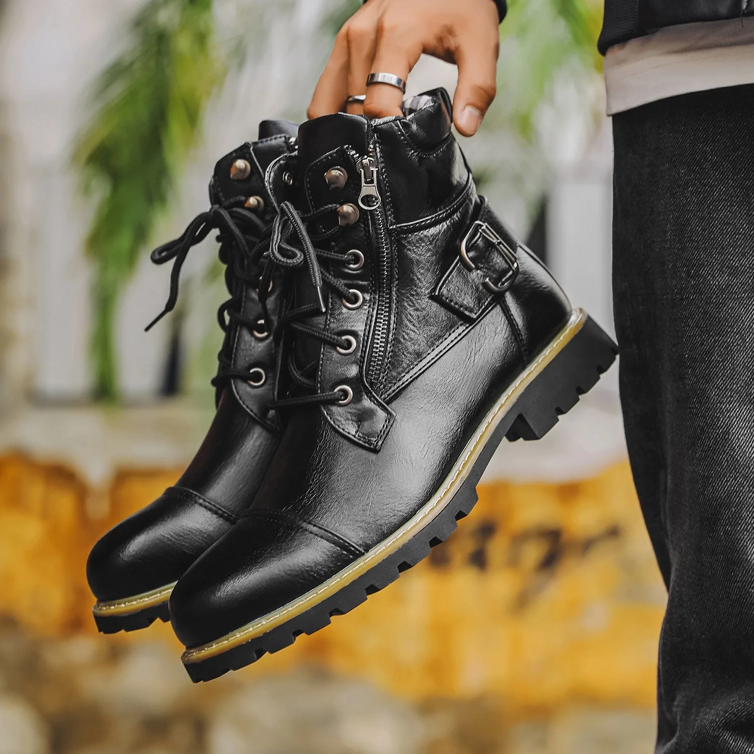 size 38-48 motorcycle boots men footwear man designer shoes ankle boots botines botas moto hombre botas casuales