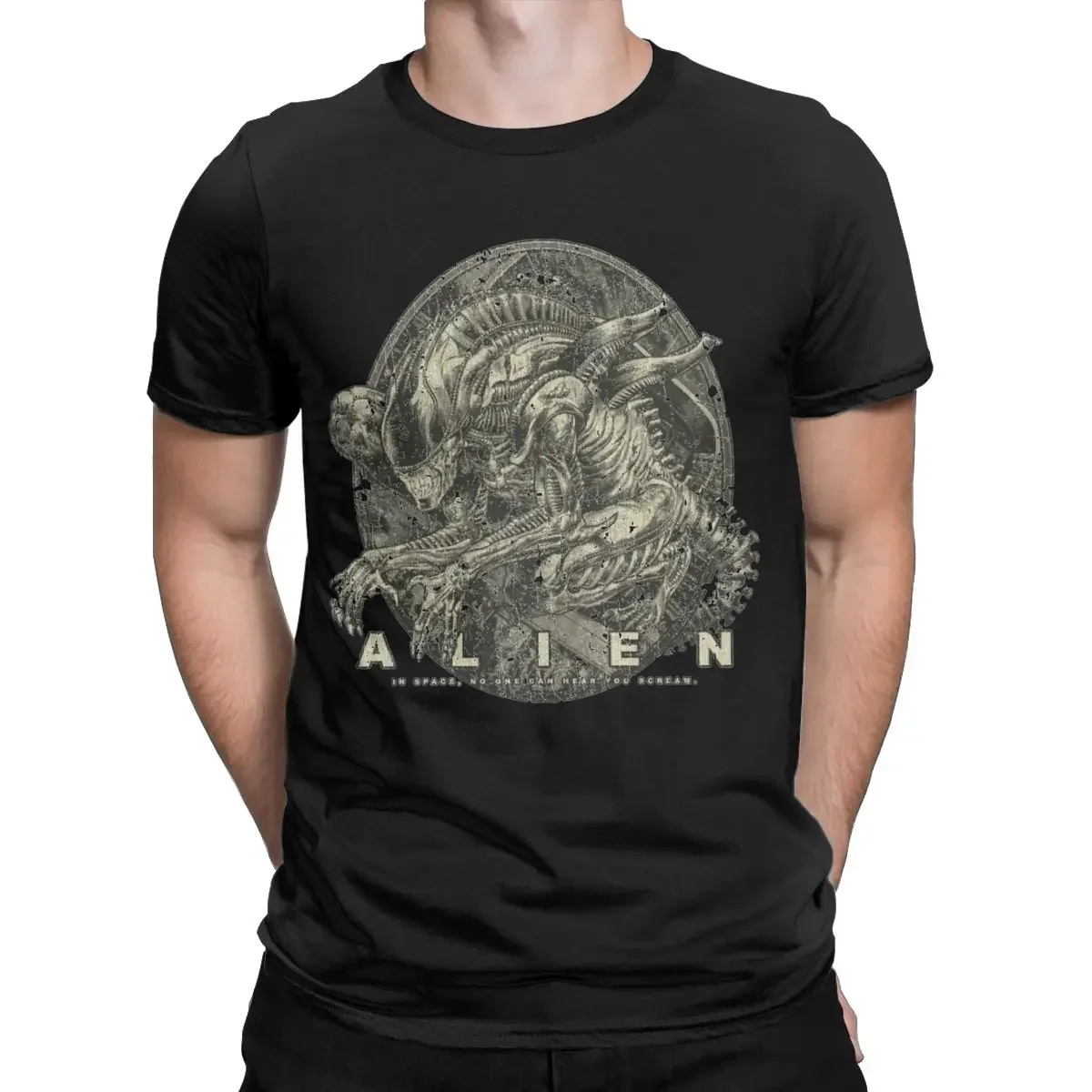 The Xenomorph 1979 Alien Movie T Shirts Men\'s Cotton Vintage T-Shirts Crewneck Tee Shirt Short Sleeve Clothing Plus Size