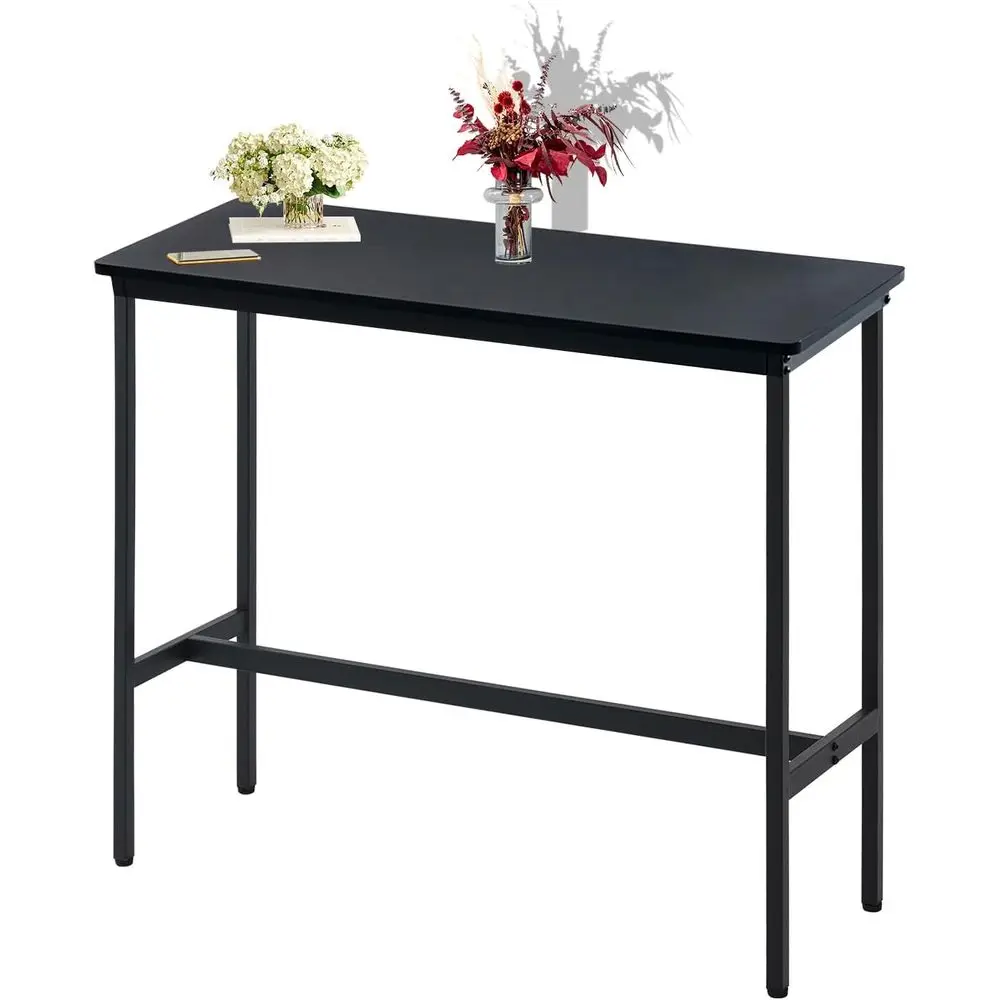 

44.5 High Bar Table, Modern Pub Table, Tall Narrow Rectangular Counter Table with Metal Legs for Indoor Dining, Living Room, Kit