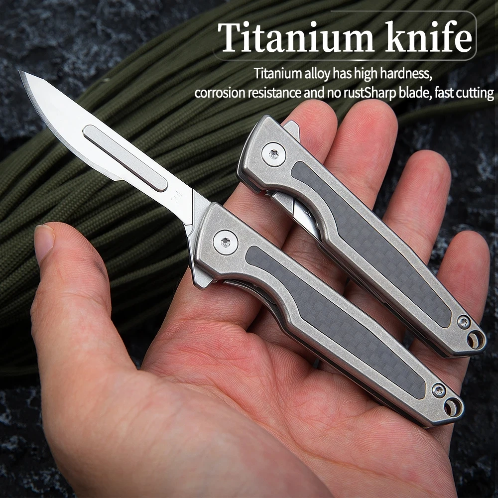 Titanium Alloy Scalpel Folding Knife Outdoor Survival Camping Portable EDC Tool High Hardness Multifunctional Uility Knife