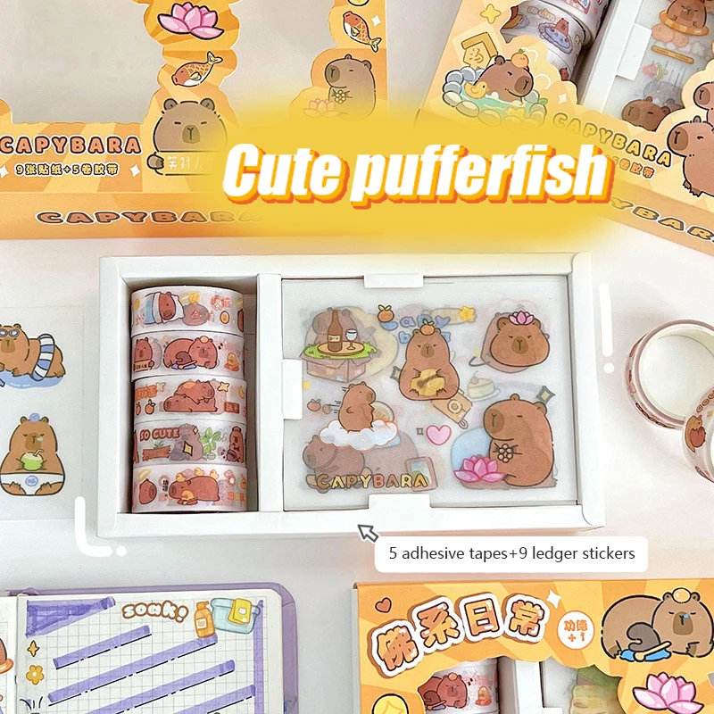 1Set Lovely Capybara Cartoon Sticker Cute Creative Children Stationery Hand Account Stickers DIY Decoration Stickers Gifts