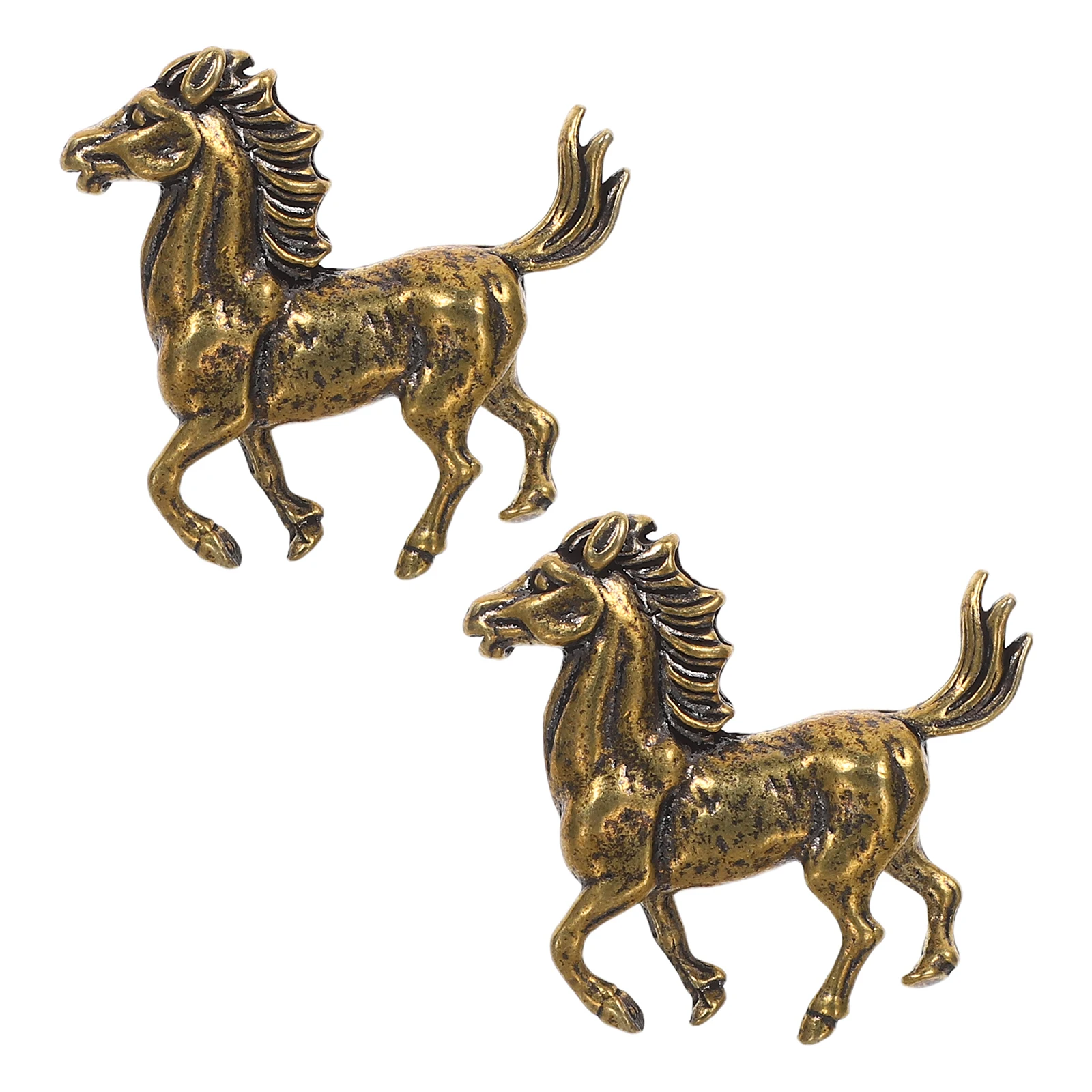 

2 Pcs Handmade Horse Statue Office Decor Table s Statues Brass Animals Chinese Style Ornament