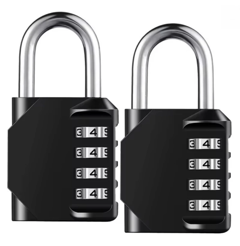 กุญแจรหัสแบบตั้งค่าใหม่ได้ 1 ชิ้น กุญแจรหัส 4 หลัก กันน้ำและทนทาน สำหรับใช้งานกลางแจ้ง