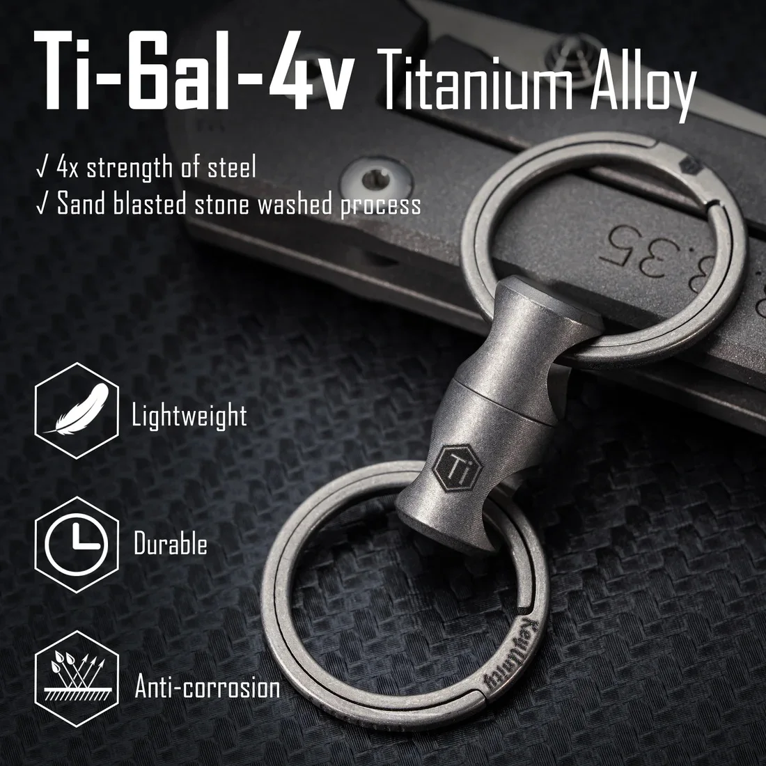 

CooYoo KA15 360°rotation Key Buckles Titanium Alloy Keyring Keychain Connector EDC