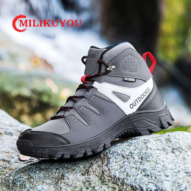 

Hot selling High Top Outdoor Mountaineering Shoes Hiking Shoe Men Sneakers Winter Snow Boots Man Work Ankle Boots Big Size39-47