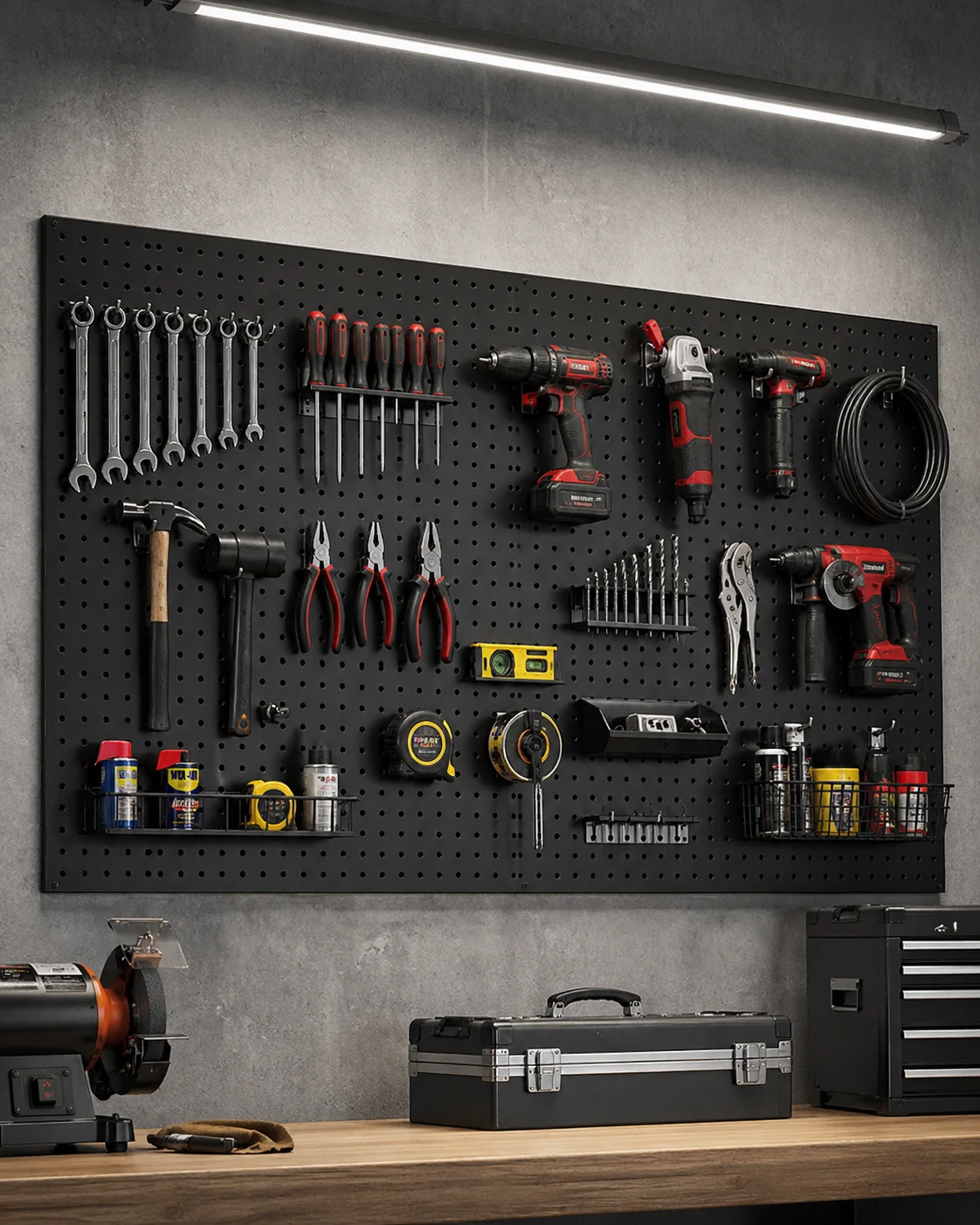 Rust-Resistant Metal Pegboard – Powder-Coated Steel Wall Panel, Multi-Color Options for Garage & Workshop Organization
