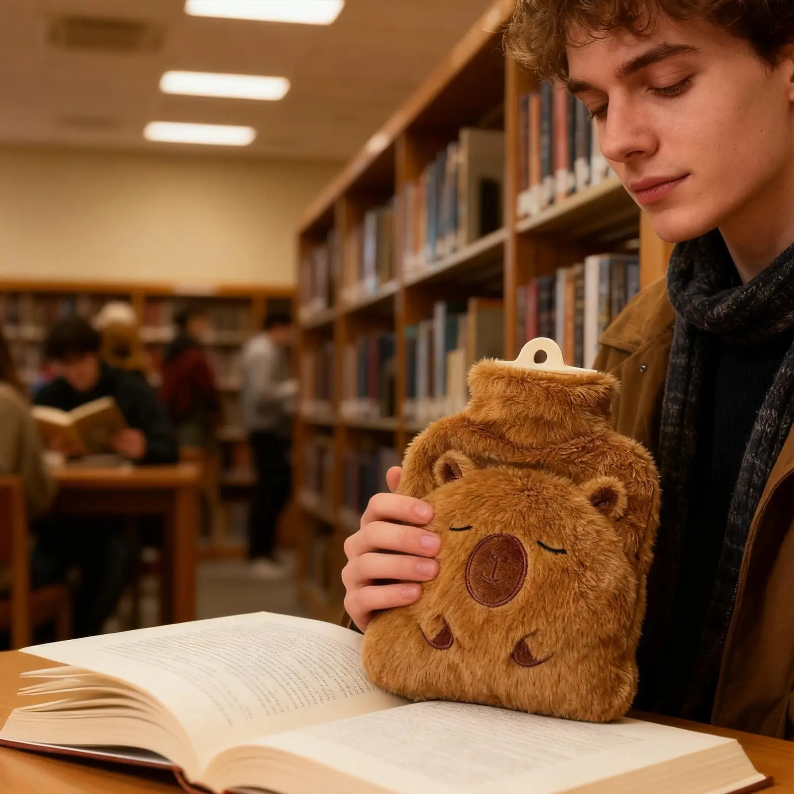 

Warm Water Bottle Capybara Shape 1000Ml Heat Retention Warm Hot Pack For Neck Back School Shoulder Camping Legs Travel Hand Men