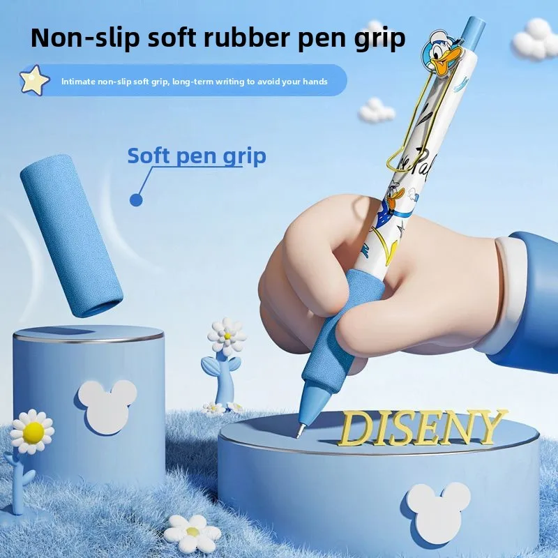 قلم ميكي ماوس يضغط قلمًا محايدًا كرتونيًا لطيفًا وقبضة ناعمة رائعة 0.5 مم قلم كتابة أسود ناعم وسريع الجفاف للطلاب #4