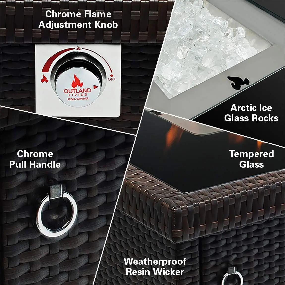 Serie 403-Espresso Brown Fire Table, Espresso Brown Furniture Terrassenmöbel-Set Terrassenmöbel