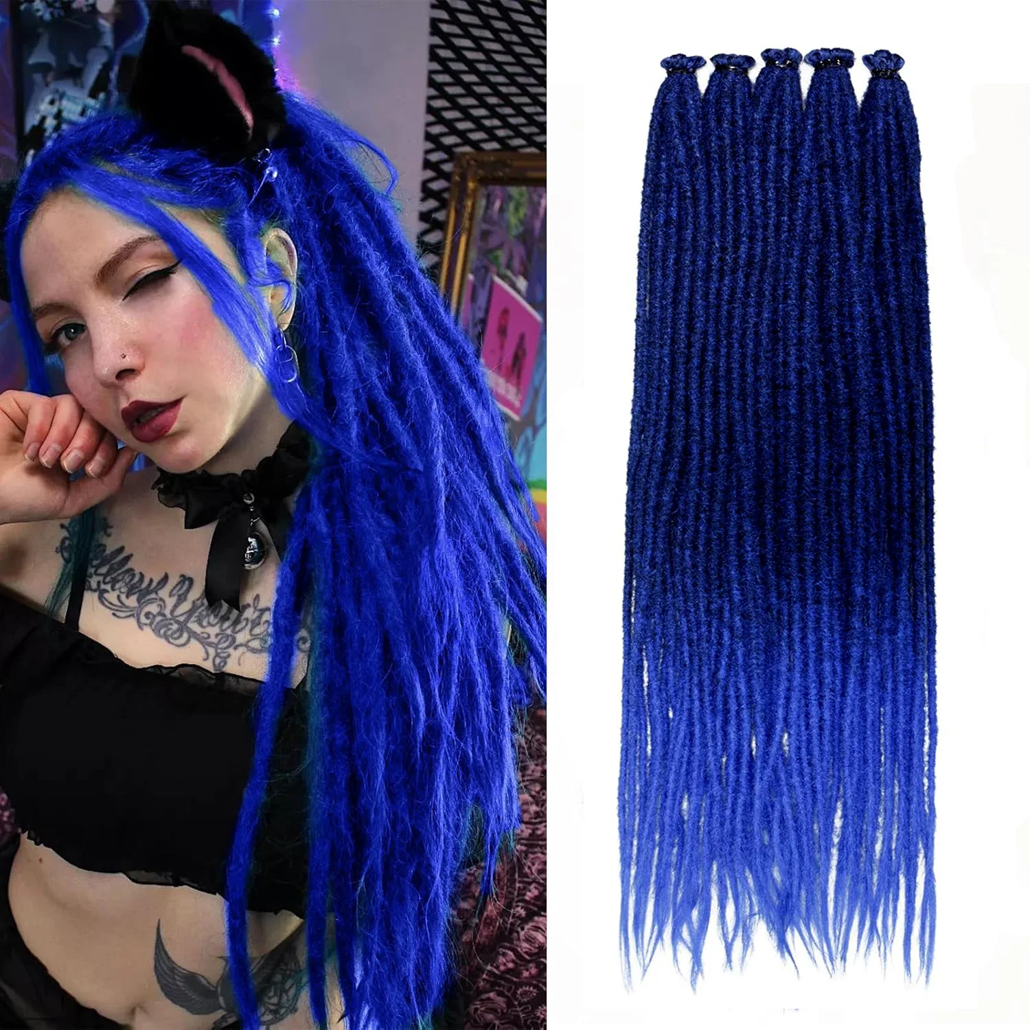 24 Zoll Synthetische Dreadlock-Haarverlängerungen 5 Strähnen/Set Hippie Dreads Bunte DreadLocs Reggae-Stil Häkelzöpfe
