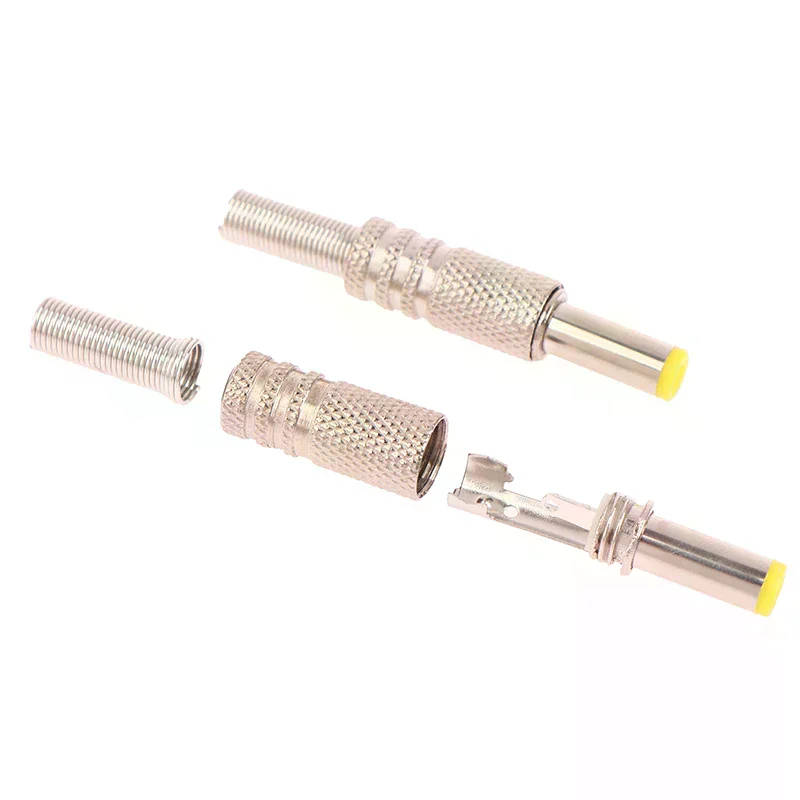 2Pcs 5.5x2.5mm DC Power Jack Male Plug Metal Connector Adapter With Yellow Head Adapter Connector Plug