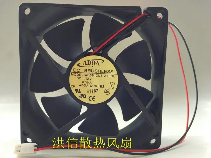 ADDA AD0912US-A70GL DC 12V 0.30A 90x92x25mm 2-Wire Server Cooling Fan