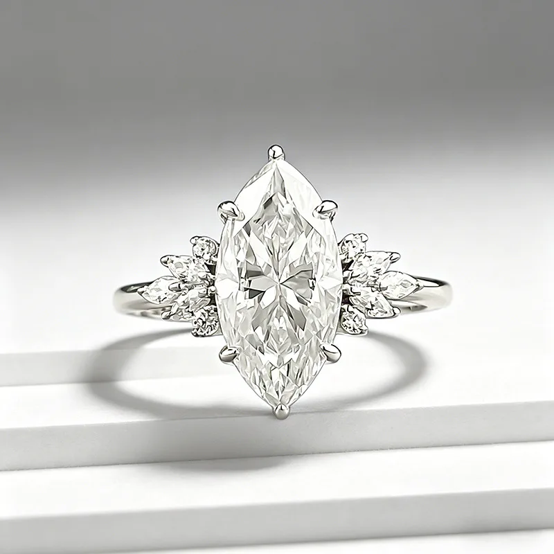 

Romantic Marquise Cut 3ct D Color Moissanite Ring 925 Sterling Silver Party Wedding Band Rings for Women Engagement Jewelry