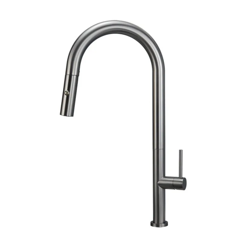 Gunmetal Grey Pull-down Kitchen Faucet, Rotatable Sink Faucet with Cold and Hot Water, Vegetable Washing and Dishwashing