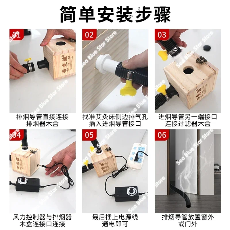 Smoke Exhaust Device,Adjustable Wind Speed, Single and Double Channels, Universal Moxibustion Box, Bed Appliance
