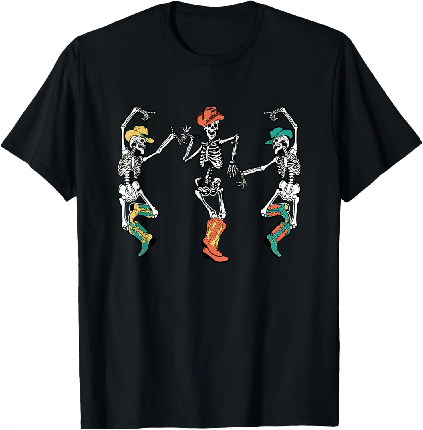 

Cowboy Skeleton Cowgirl Dancing Boots Halloween T-Shirt
