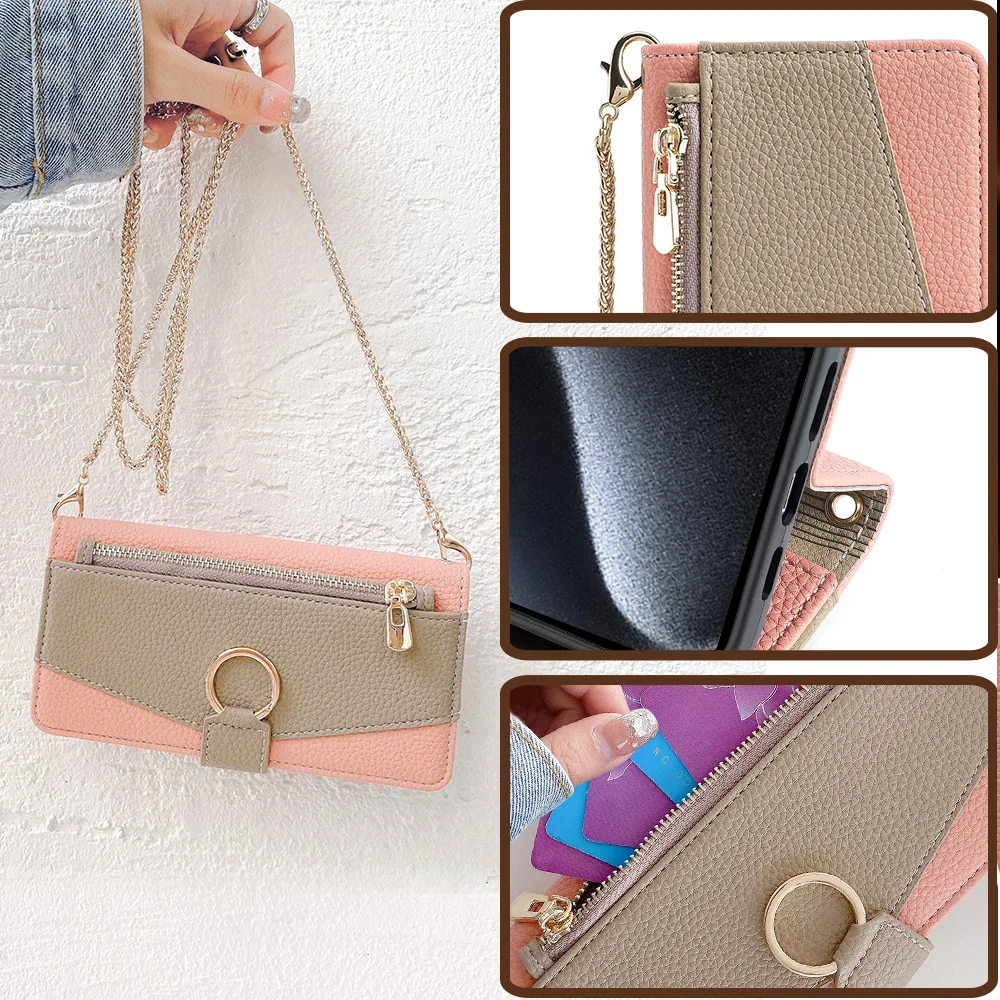 Leder-Handyhülle für Samsung A57 A37 A17 A26 A56 A36 A16 Crossbody Brieftasche A07 A06 A05 4G Hülle Flip Spiegel Cover mit Langem Trageband – Detail 16