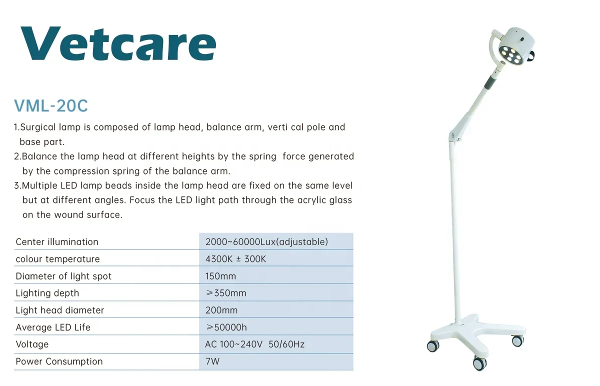 Medical LED Mobile Stand Surgical Portable LED Examination Lamp And Hospita Operation Lamp