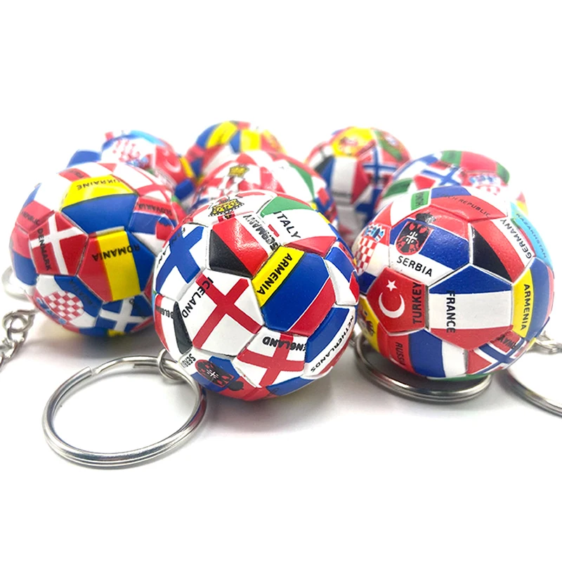 New Multinational Flag Football Key Chain France Spain Flag Soccer Pendant KeyChains Fan Souvenirs Bag Backpack Accessories Gift