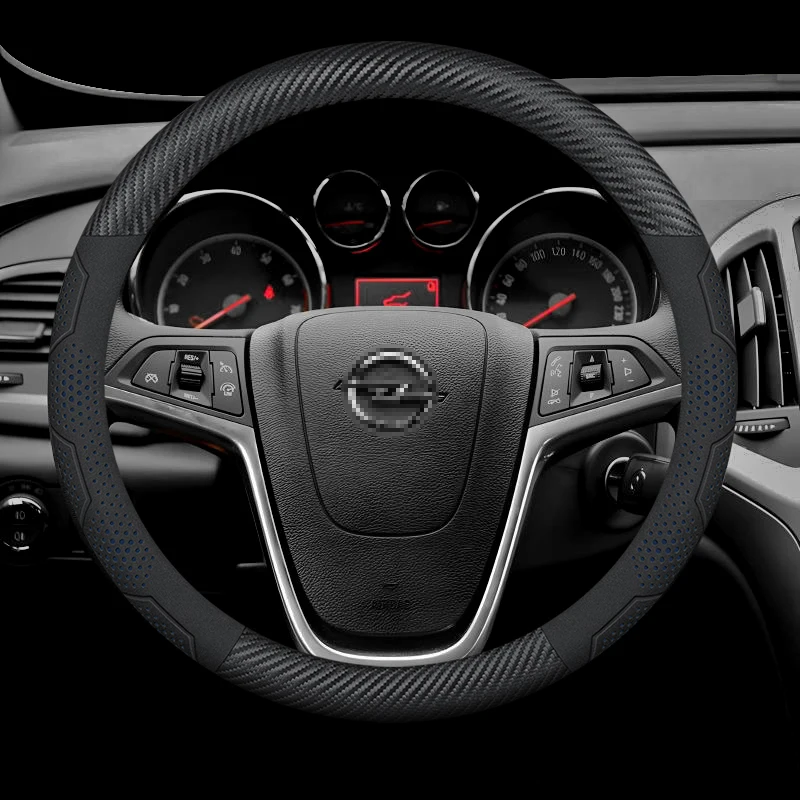 Opel OPCline ASTRA CORSA INSIGNIA MOKKA VECTRA GTC Tigra Carbon fiber Suede Leather Car Steering Wheel Cover Auto Accessories