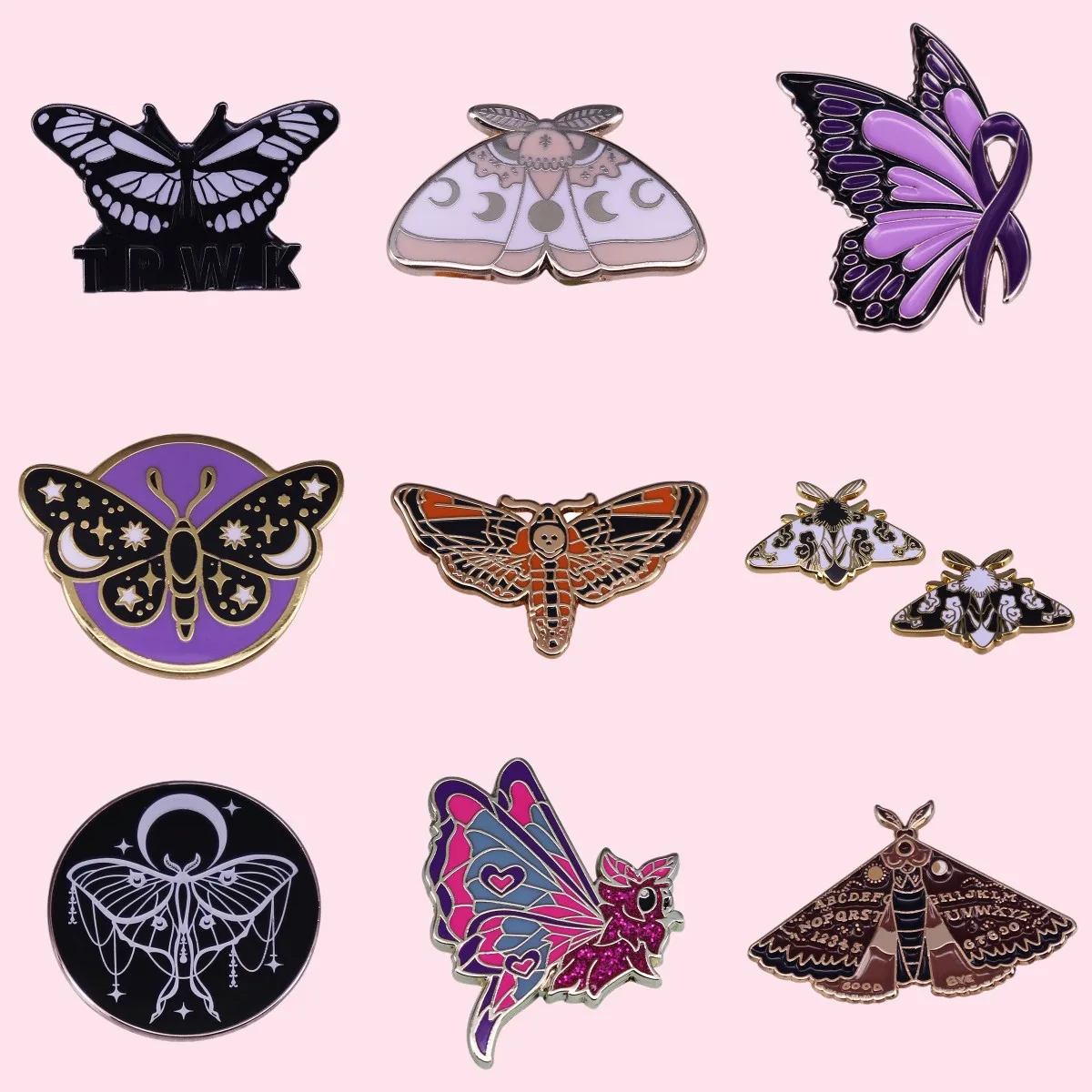 Pin Club | Butterfly Series Black Gothic Custom Brooch Punk Girls Badge Lapel Clothes Deco Enamel Metal Accessory Gift Wholesale