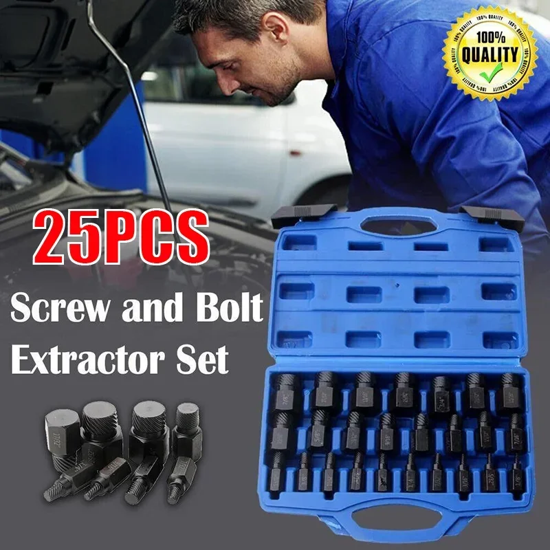 10/25pcs Screw & Bolt Extractor Set Screw Extractor Remover Broken Bolt Remover Tools