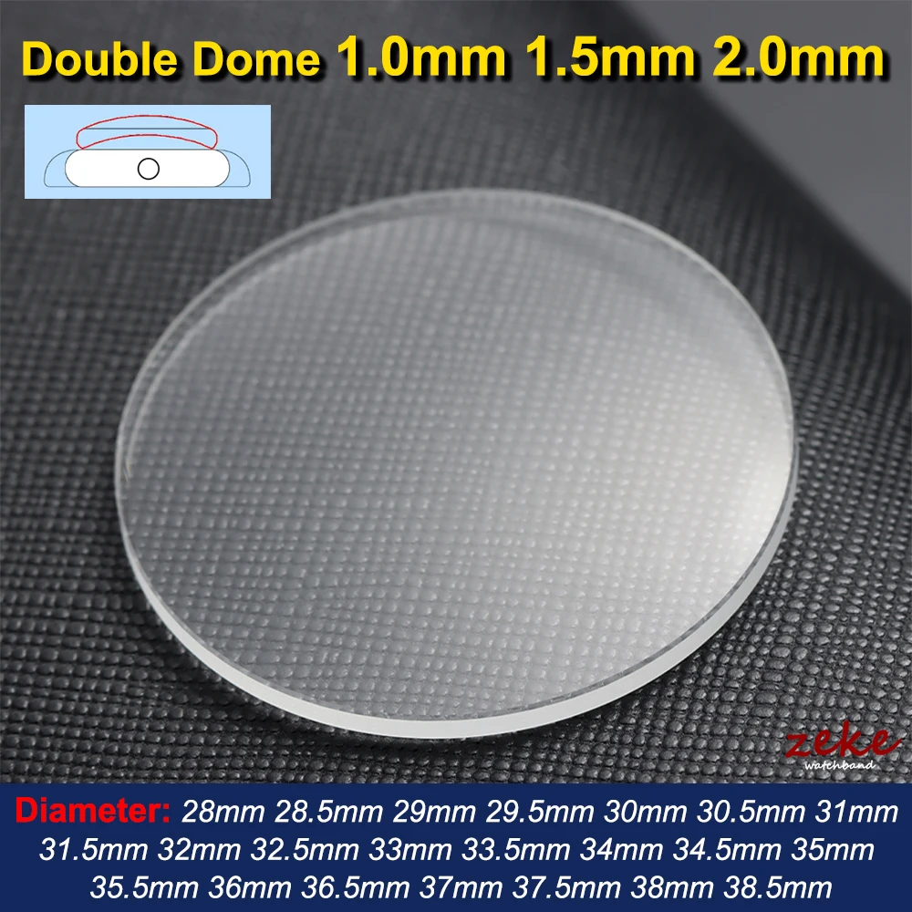 

Двухкупольное минеральное стекло для часов толщиной 1.0/1.5/2.0 мм, 28-38.5 мм, прозрачное, для замены и ремонта часов