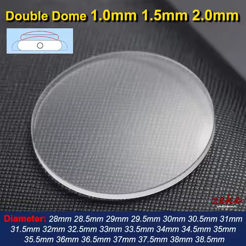 Double Dome 1.0/1.5/2.0mm Thickness Mineral Watch Crystal 28mm-38.5mm Watch Glass Replacement Transparent Watch Lens Repair Part