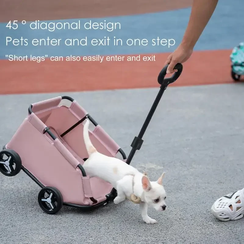 Small Pet Cart Pet Carriage Rolling Dog Cage Stroller with 4 Wheels Lightweight Folding Trolley Dog Cart  Travelling Shopping