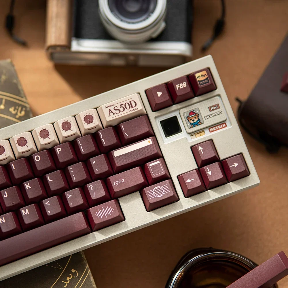 Keycap Asli Sendok Kuda AS50D Keycap Sublimasi Keyboard Mekanis Kustom PBT Tebal Coklat Retro