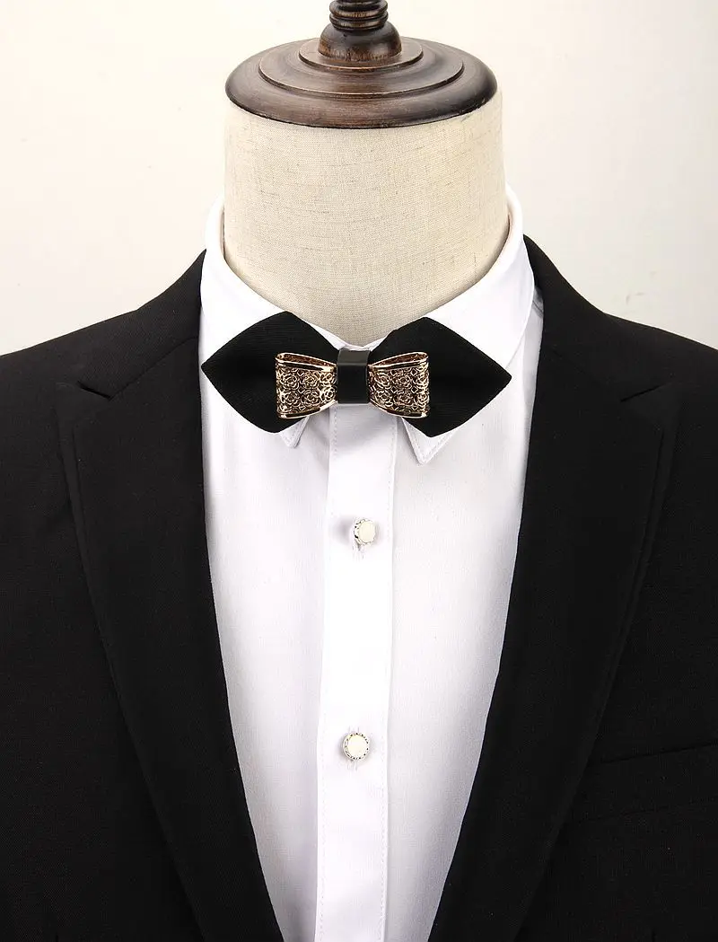 Fashion men's wedding groom metal butterfly pointed bow tie, trendy collar flower