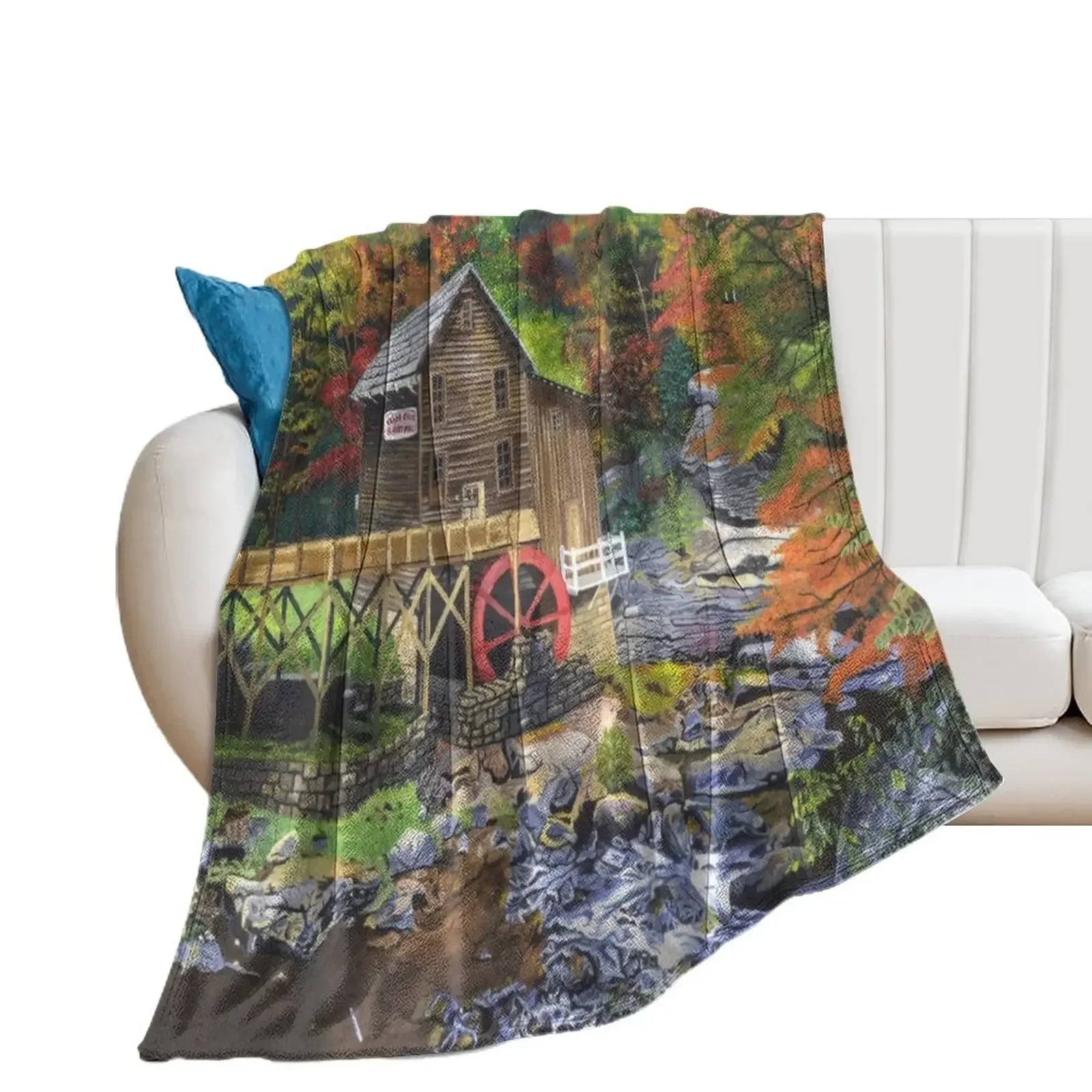 

Glade Creek Grist Mill, WV Throw Blanket Large cosplay anime Blankets