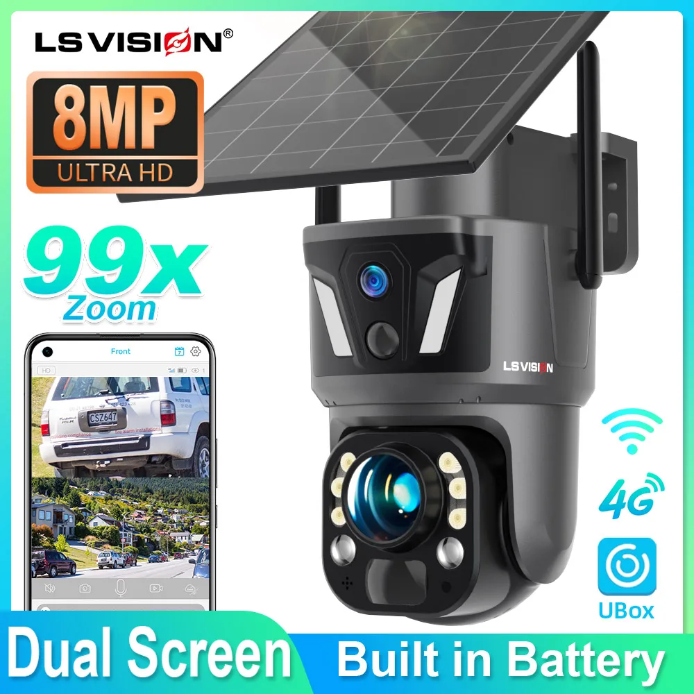 

Уличная 4G-камера LS VISION с 99-кратным оптическим зумом, Wi-Fi, PTZ, двумя экранами, двойным PIR-датчиком, автоматическим отслеживанием и поддержкой приложения Ubox