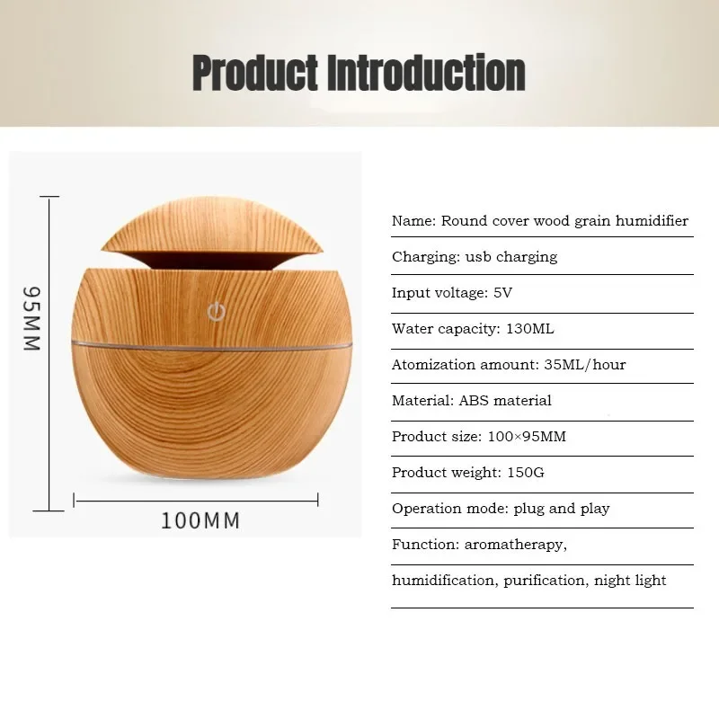 Mini Home Wood Grain Air Humidifier USB Ultrasonic Cool Mist Sprayer Essential Oil Fragrance Electric Air Aroma Diffuser Purifie image 6