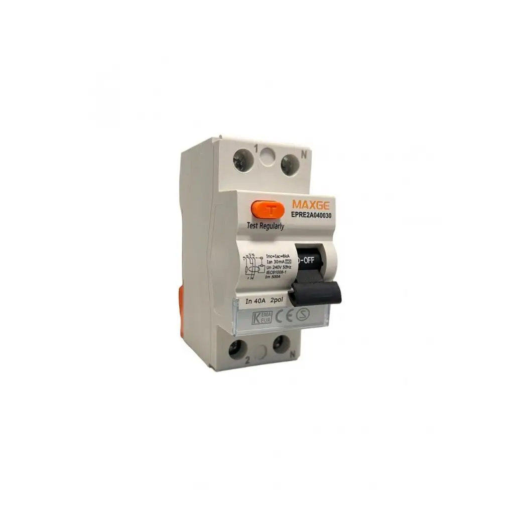 Maxge epre2a superimmunized differential switch 040030 : 40a, 30ma, 2p, 6ka. Efficient protection against current leaks in homes and. Easy installation and warranty in class a retelec. Cheap and reliable!