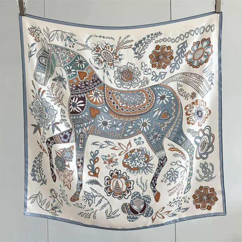 Horse Print Women 90CM Bandanas 90 Shawls Bag Belt Decoration Head Hair Accessories Valentine's Day Gift